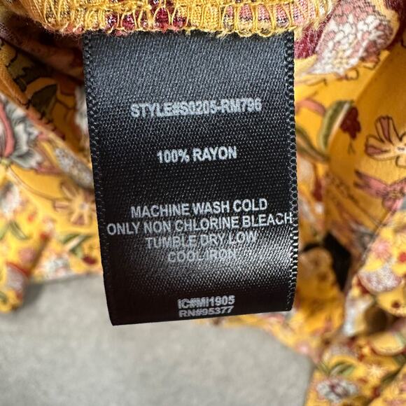 Sanctuary Floral Midi Skirt Women's X-Small Yellow Faux Wrap High Low New - Picture 8 of 9